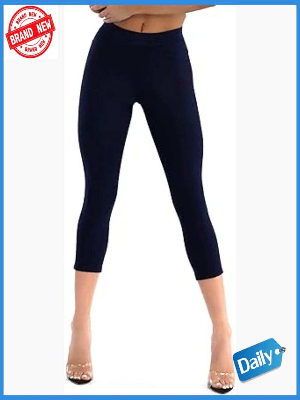 High Rise Skinny Capri Ponte Pants with Pockets Pull On Stretch